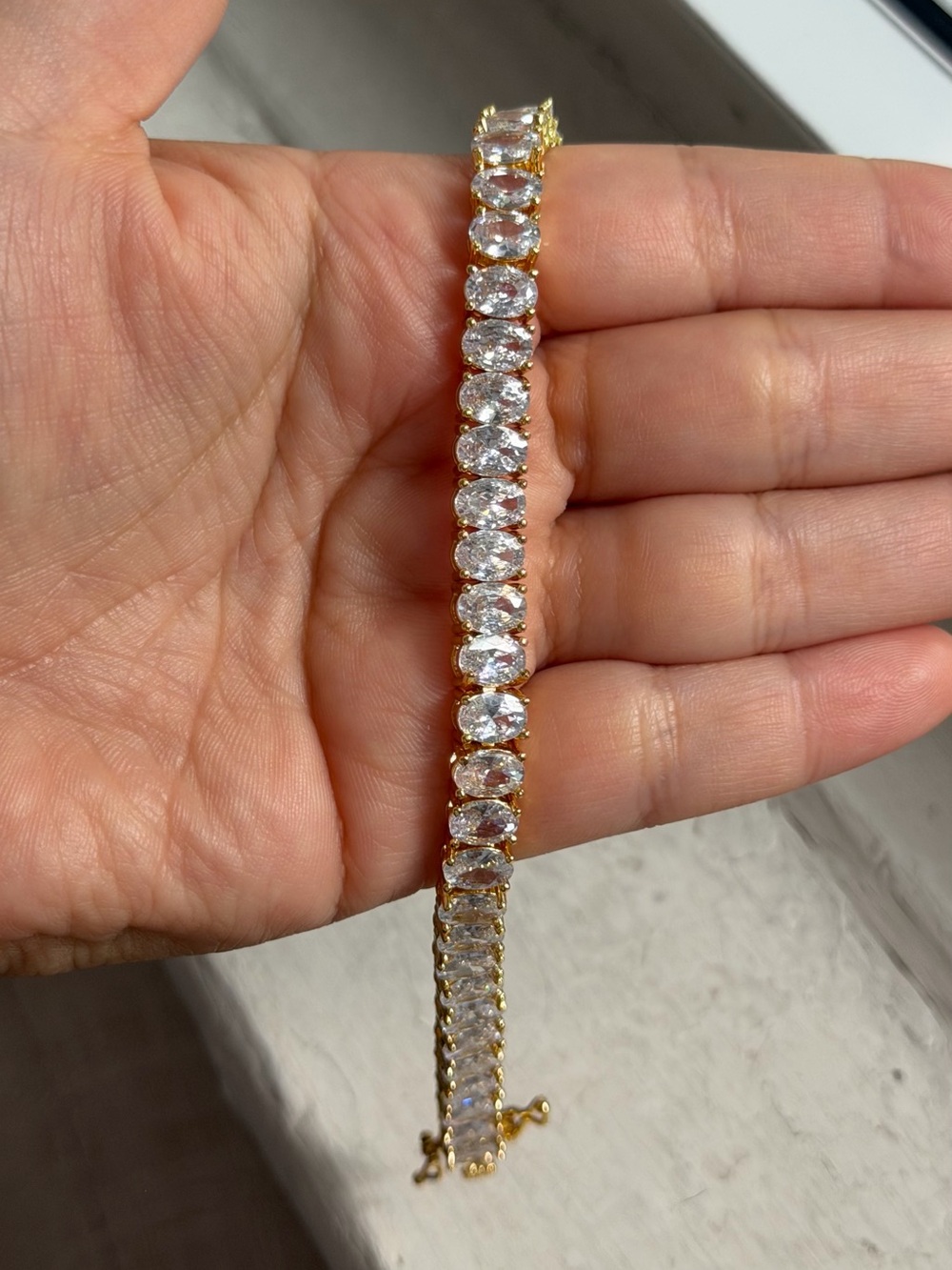 Gold Oval Cut Tennis Bracelet